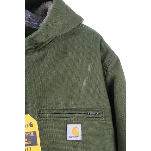 Carhartt Women's Washed Duck Sherpa Lined Jacket S 4-6 Green OJ4392-W NWT Read - Picture 2 of 6